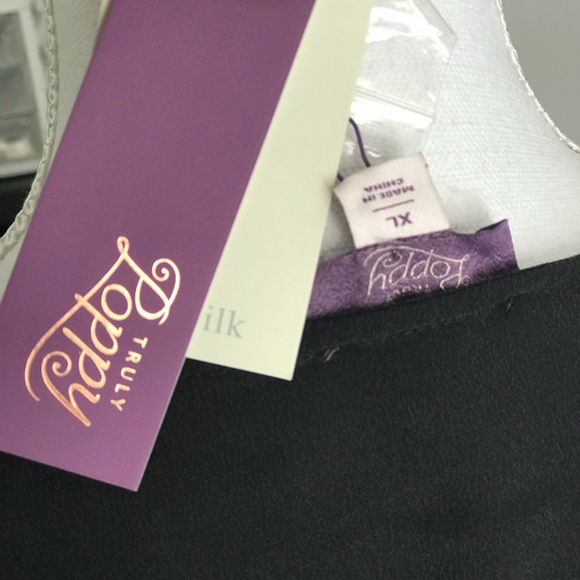 Stitch Fix Truly Poppy Black Lace Silk Blouse XL - Picture 3 of 3